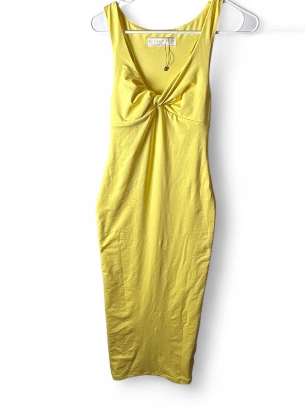Missguided Yellow Twist Front Midi Sleeveless Bodycon Dress Size XS